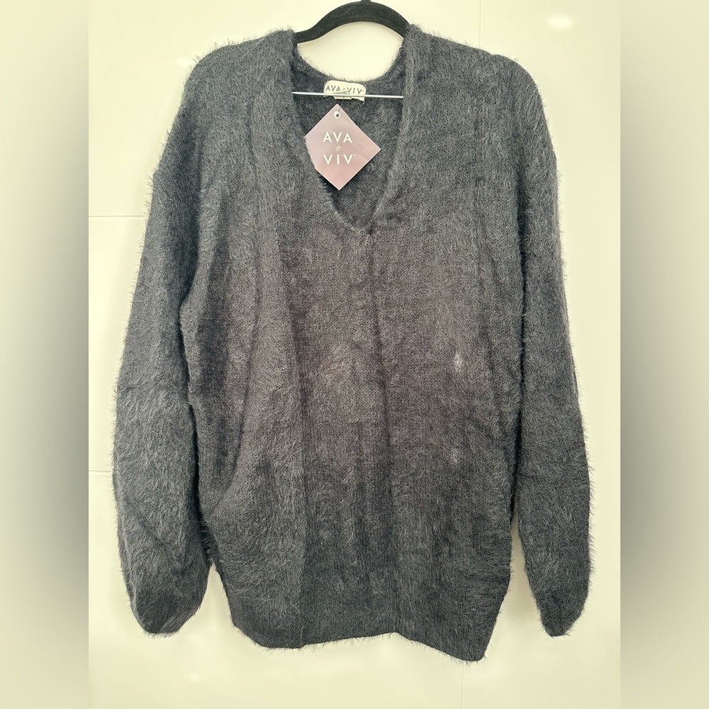 Ava & Viv Gray Fuzzy Sweater